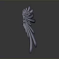Symmetric Feather Wing Art Design With Glossy Finish And Dark Background Reflection 3d model