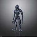 Gray Alien Creature 3D Model With Muscular Body Long Limbs And Standing Pose
