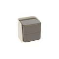 Modern Luxury Brown Textured Nightstand With Gold Metal Trim And Two Spacious Storage Drawers