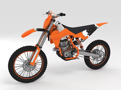 Orange Off Road Dirt Bike With Black Seat And Silver Rims 3d model
