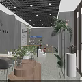 Modern Specialty Store With Glass Front Display Shelves And Interior Plants