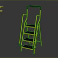 Yellow Four Step Sports Equipment Ladder With Black Non Slip Treads And Sturdy Yellow Frame
