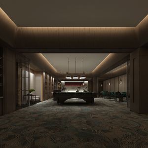 New Chinese Hall Building Bath Area 3d model