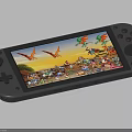 Handheld Game Console With Vibrant Dinosaur Characters On Colorful Game Screen 3d model