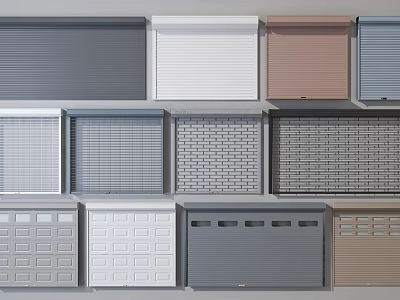 Various Garage Door Designs with Different Panel Styles Textured Surfaces and Color Options 3d model