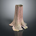 Natural Wooden Stone Tree Stump Sculpture With Textured Base For Home Decor