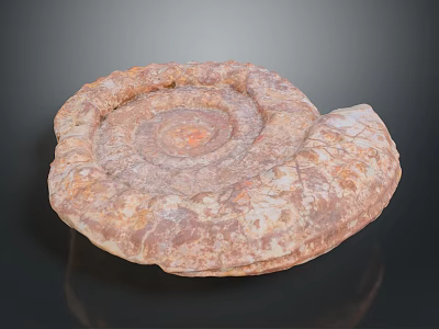 Ancient Ammonite Fossil With Detailed Spiral Texture And Brown White Patterns 3d model
