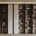 Modern Minimalist Display Cabinets With Open Shelving Dark Light Wood Tones Books Vases Decorative Items