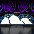 Modern Ballroom Stage Design With Purple Blue Lighting Rays And Decorative Elements 3d model