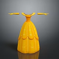 Man In Yellow Dress 3D Model With Long Sleeves And Ruffled Skirt Design