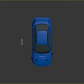 Blue Sporty Car With Rear Spoiler And Gold Alloy Wheels Design