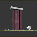 Cartoon Scene With Red Door Black Heart Snow On Top White Sheep On Green Grass
