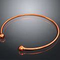 Copper Bangle Bracelet With Smooth Surface And Round End Beads
