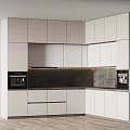 Modern Kitchen Interior With White Cabinets Dark Countertop And Built in Appliances