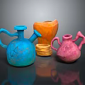 Colorful Decorative Vases And Woven Basket For Stylish Home Furniture Decor