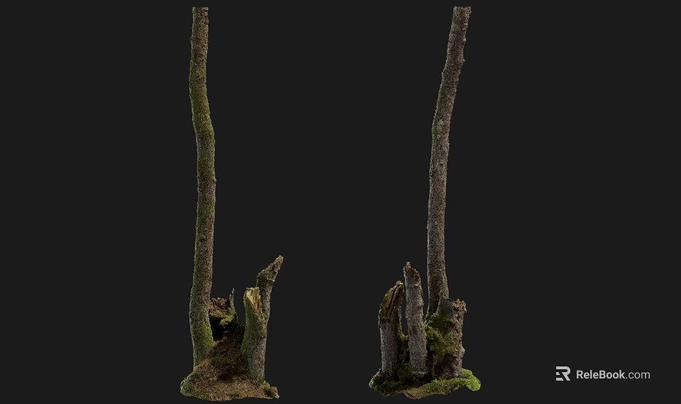 Natural Tree Stump Sculptures With Mossy Texture And Handcrafted Details 3d model 