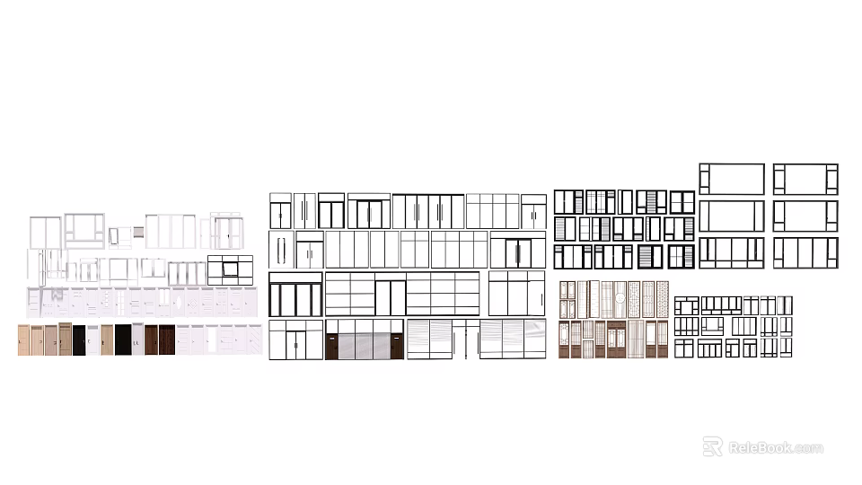 Architectural Elevation Design Collection With Various Window And Balcony Structures 3d model 