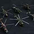 Various Military Helicopters Models Collection With Different Designs On 3d model