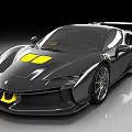 Black Sports Car With Yellow Accents And Aerodynamic Streamlined Design
