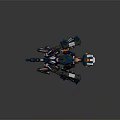 Futuristic Blue And Orange Mechanical Quadruped Creature Design With Tech Features