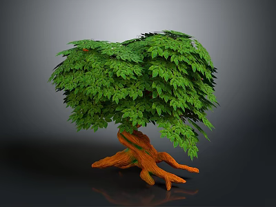 Vibrant Decorative Plant Featuring Lush Green Leaves Unique Twisted Roots And Natural Artistic Design 3d model