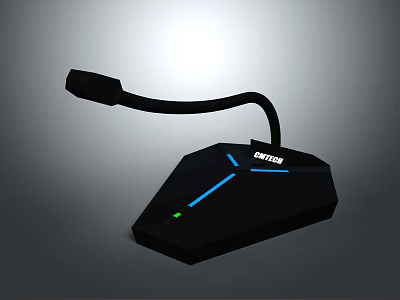 SENICC Black Desktop Microphone With Flexible Arm Blue Lighting And Irregular Shape 3d model