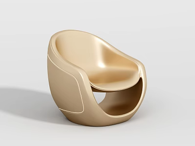 Modern Beige Gold Single Chair With Curved Unique Sleek Design Structure 3d model