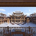 Chinese-style ancient architecture Tujia and Miao opera house, opera garden, stilted building, ancient architecture, ancient opera house, ancient architecture 3d model