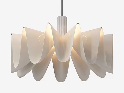 Modern Chandelier With Flowing Petal Design White Acrylic Shades Elegant Soft Lighting Fixture 3d model