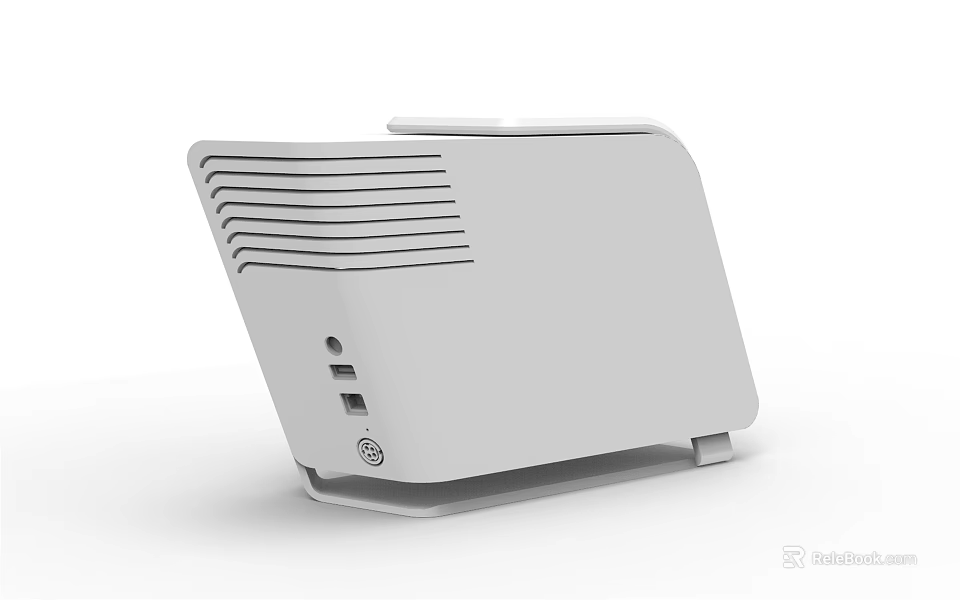 White Compact Desktop PC With Sleek Design Ventilation Grilles And Ports 3d model 