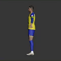 Man In Blue And Yellow Long Sleeve Jersey Shorts With Dafabet Logo Standing Open Arms