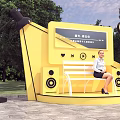 Online red photo clock-in point light yellow color outdoor clock-in point 3d model