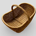 Woven Rattan Basket With Handle For Home Storage And Decorative Use
