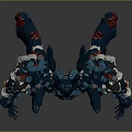 Blue Cybernetic Robotic Creature With Detailed Armored Structure And Mechanical Limbs