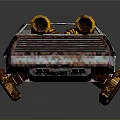 Futuristic Sci Fi Car Model With Metallic Body And Yellow Thrusters