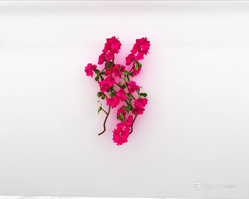 Beautiful Vine With Pink Flowers And Green Leaves On White Background 3d model 