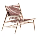 Minimalist Wooden Leisure Chair With Light Wood Frame And Woven Backrest Design