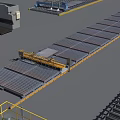 Industrial Equipment Layout with Cranes Conveyors and Production Machinery in Factory