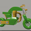 Modern Decorative Ornament Set Featuring Green Motorcycle With Yellow Accents