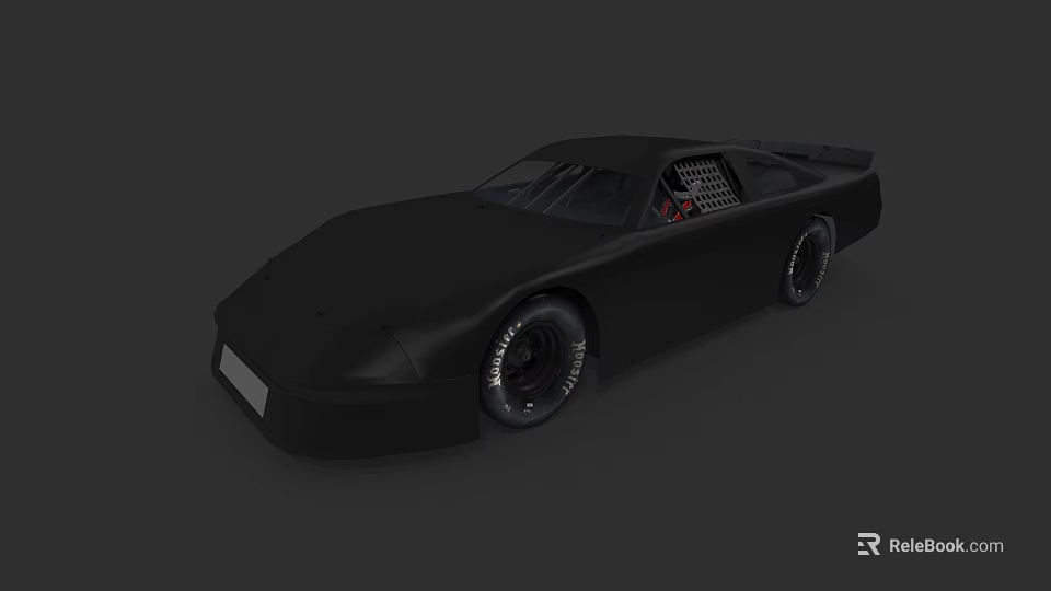 Black Aerodynamic Race Car With Streamlined Body Large Mesh Wheels And Sporty Interior 3d model 