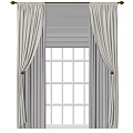 Elegant Light Colored Curtains With Roman Shades For Grid Window Design 3d model
