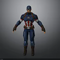 Man Standing in Blue Red White Superhero Uniform With Star Emblem