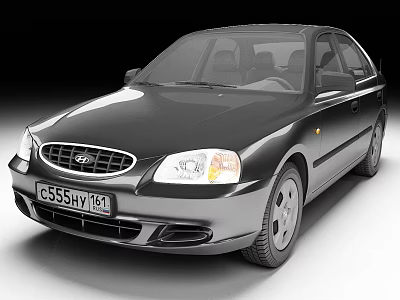 Black Hyundai Sedan Exterior View With Front Headlights And Body Styling Details 3d model