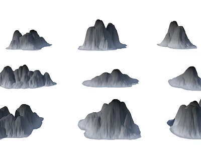 Garden Landscape Featuring Various Shaped Rockery Models Arranged In Grid 3d model