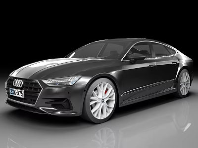 Modern Audi Black Sedan With Sleek Exterior And Silver Alloy Wheels 3d model
