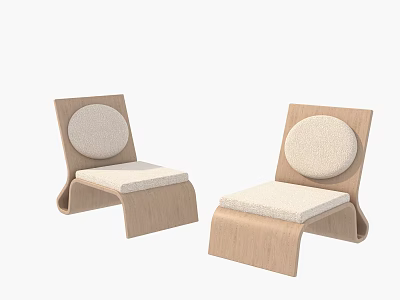 Modern Single Seater Sofa With Wooden Frame And Circular Light Color Cushion 3d model