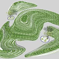 Park Landscape Design Featuring Rolling Green Terrain and Scattered Trees 3d model