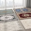 Elegant Square Rugs With Intricate Patterns And Colors For Home Interior 3d model