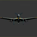 Detailed Green Model Airplane With Propeller And Yellow Wing Tips White Cross Symbols