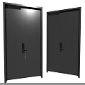 Modern Black Security Doors Featuring Vertical Stripe Design Double Stylish Look 3d model
